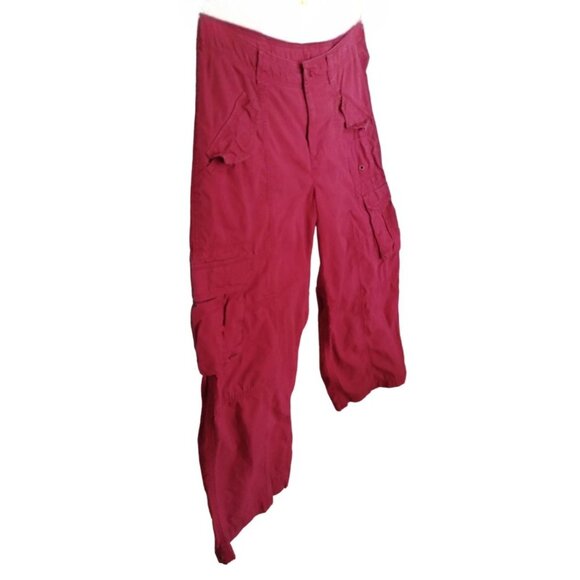 Norma Kamali Womens Red 7 Pockets Cropped Cargo Pants Size 18 - Picture 4 of 7